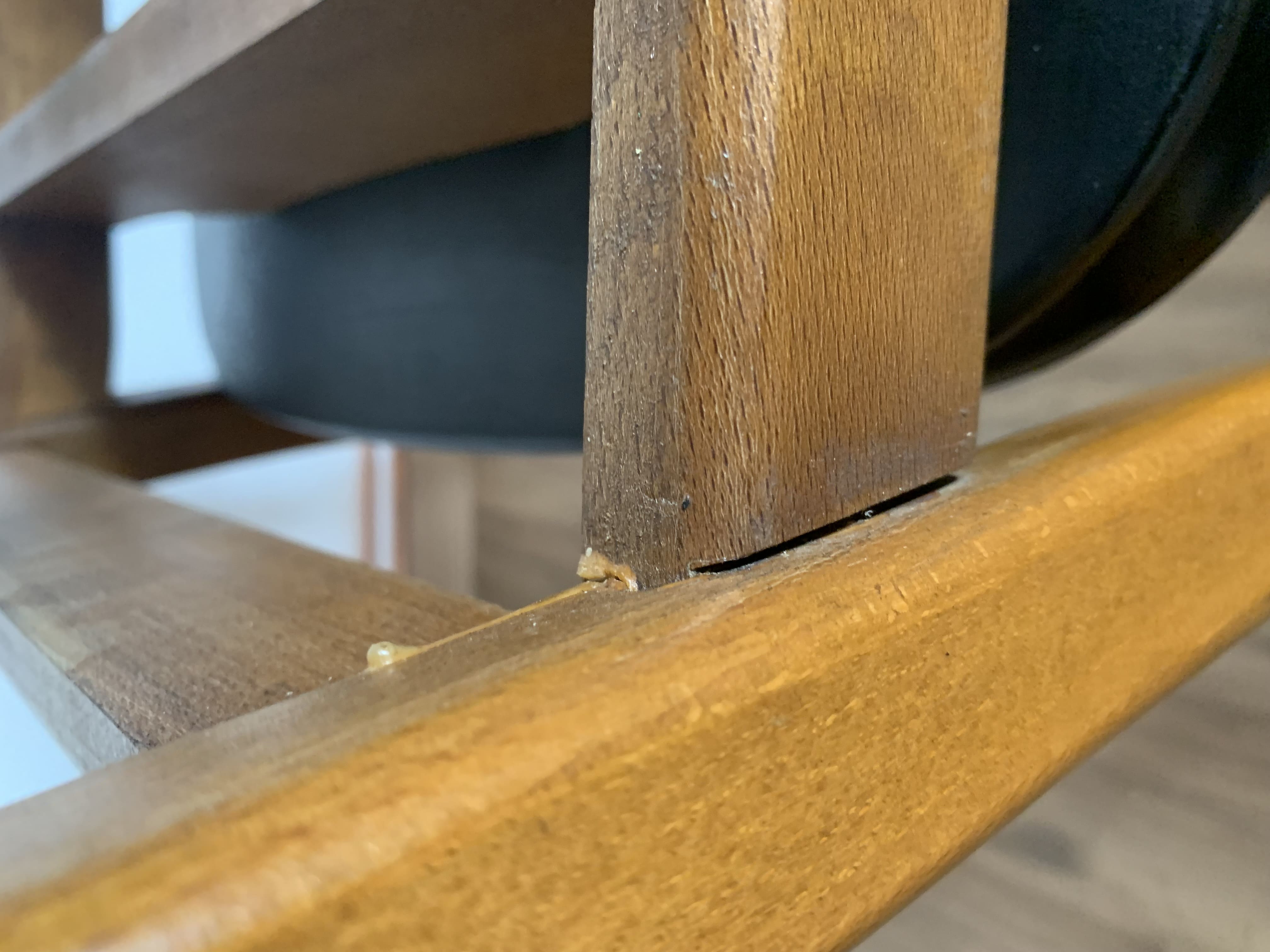 Series of 4 wooden & imitation leather chairs