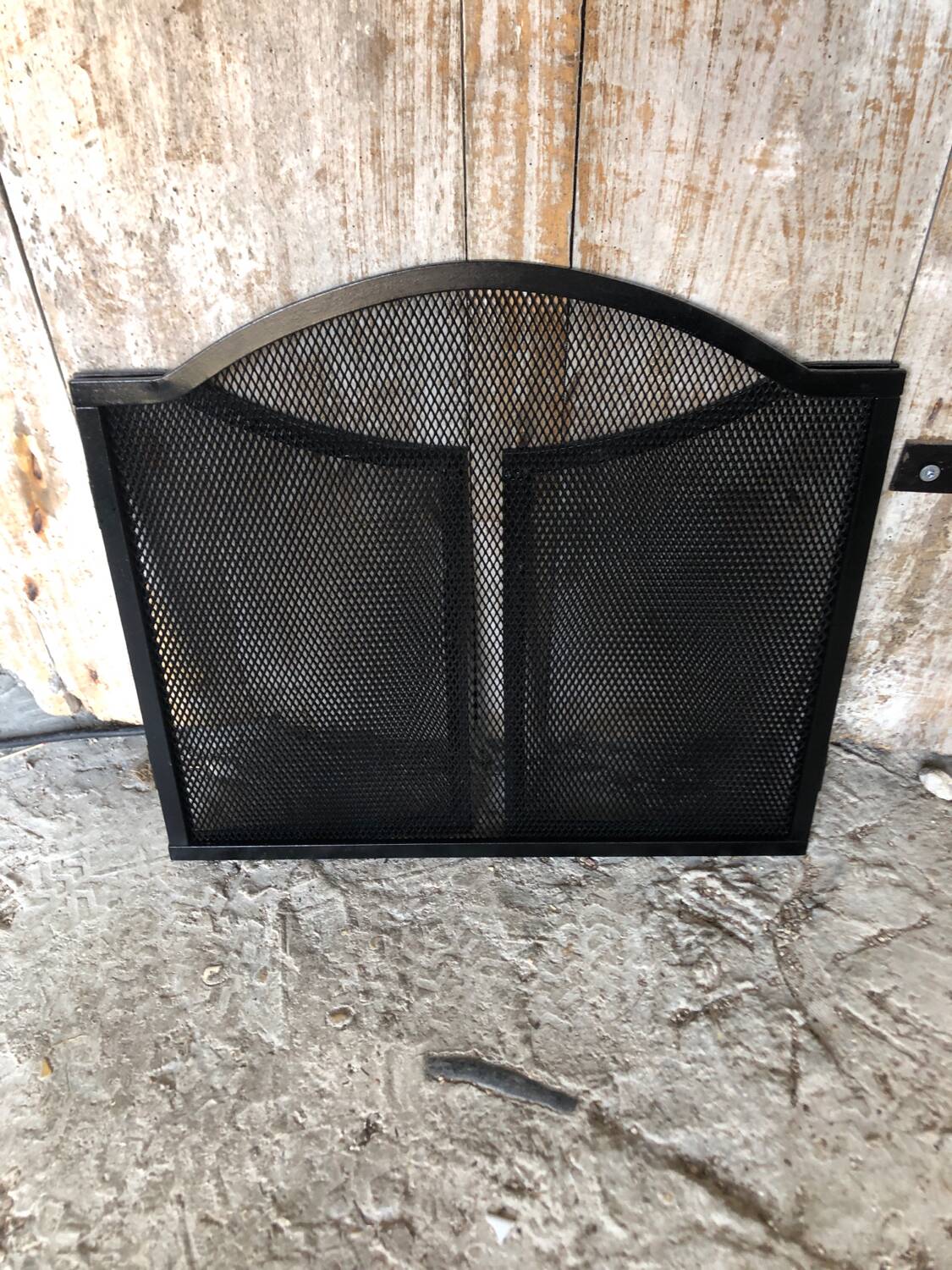Fire Screen Grilled Fireplace 3 Shutters Black Metal Vintage