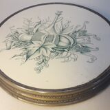 Dessous de plat 21,8cm faïence monté sur métal