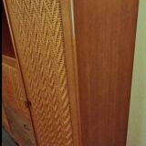 Wooden and rattan wardrobe