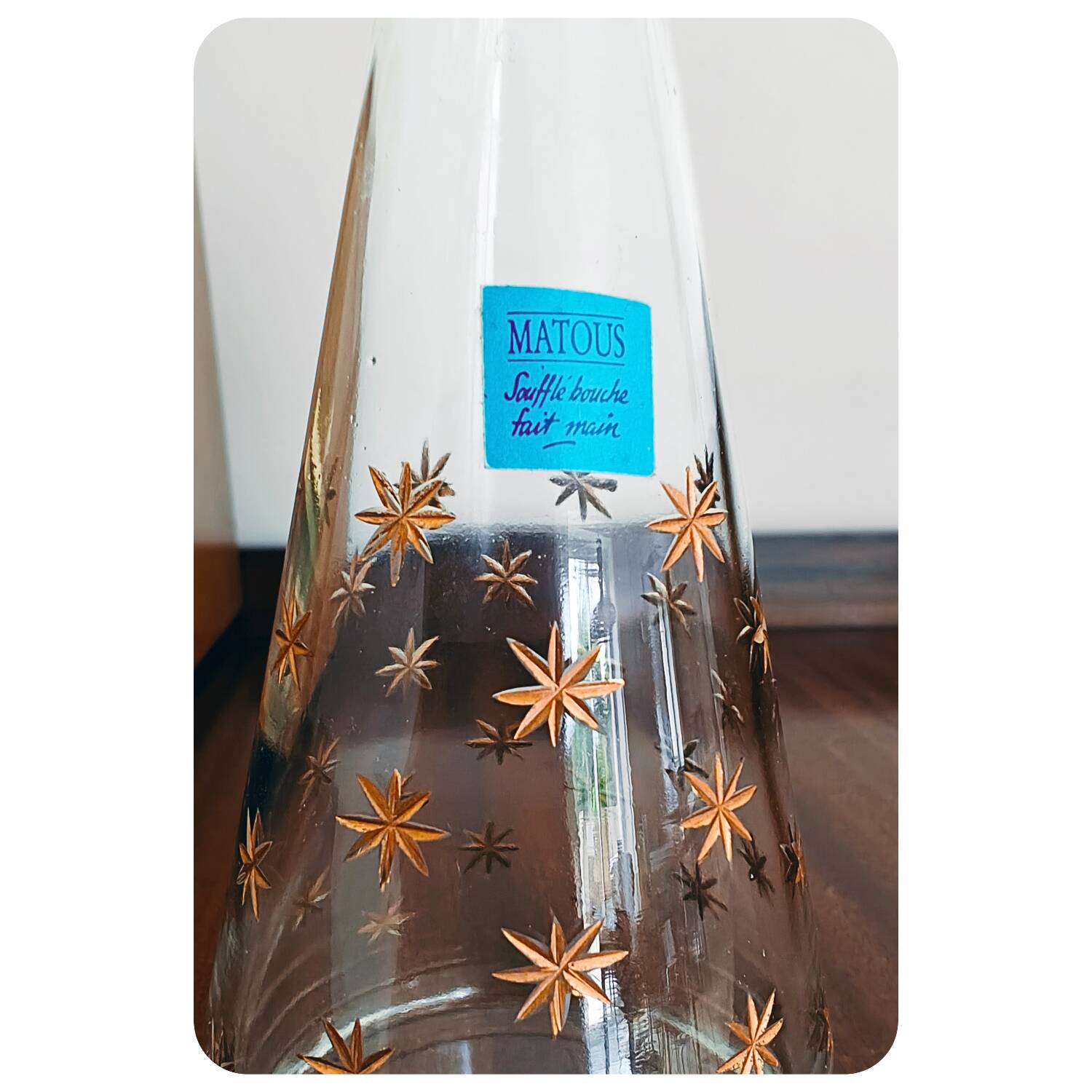 Carafe soufflée à la bouche et gravée étoile, Matous Bruges