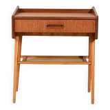 Scandinavian teak bedside table with shelf