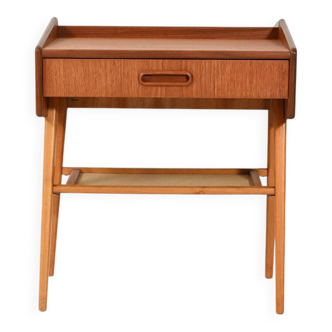 Scandinavian teak bedside table with shelf