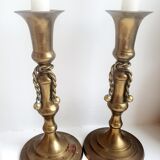 Pair of brass candle holders