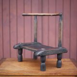 African chair in brutalist wood, vintage wood chair, Baoulé chair from Ivory Coast, decoration
