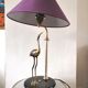 Lampe héron en laiton et tube verre design années 70