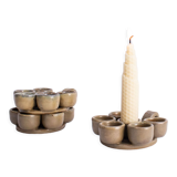 Set of 3 signed iron candle holders, or snail plates