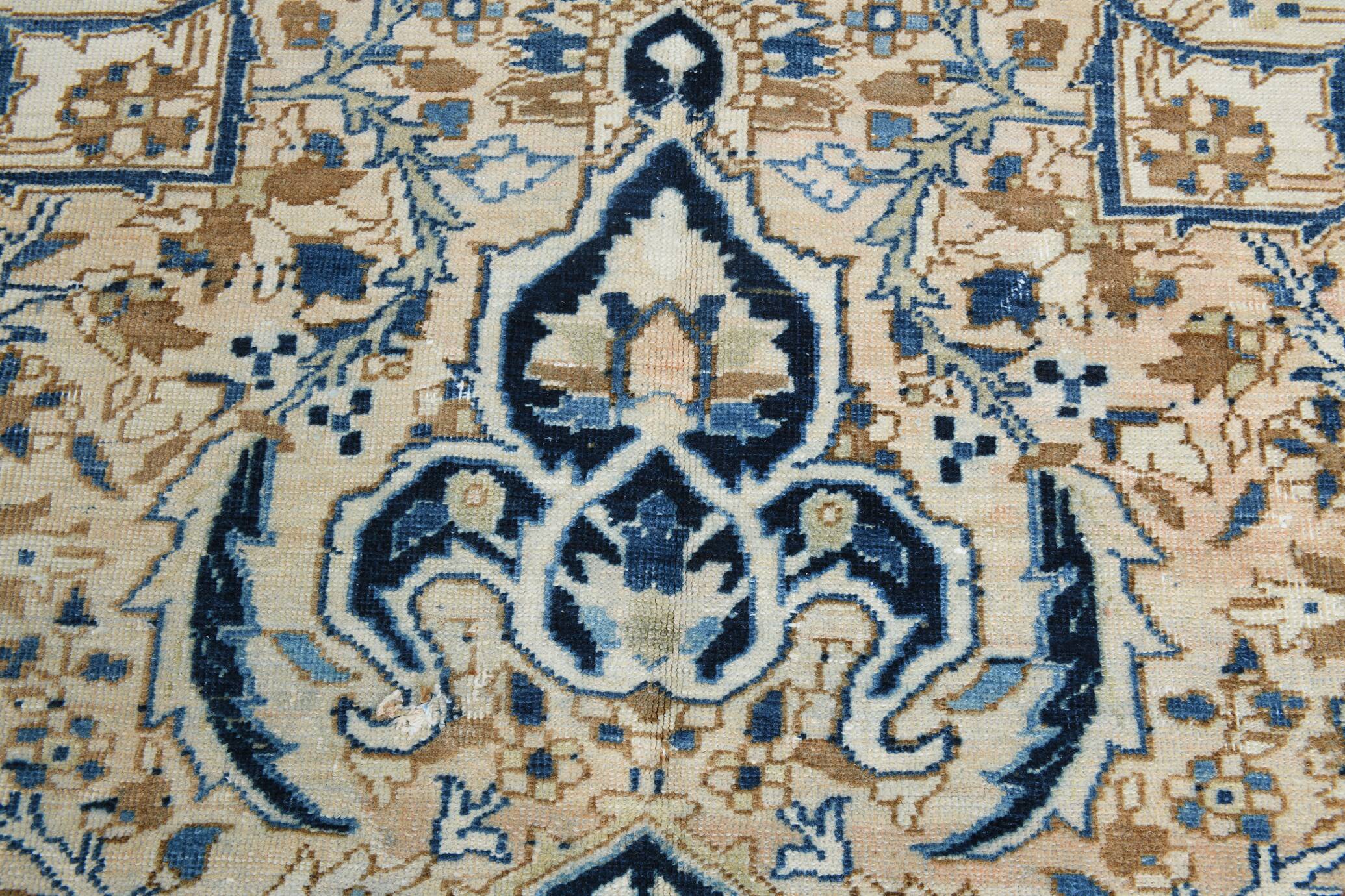 Tapis Persan Vintage Bleu Fait Main, Élégance Classique d’Iran, 293x391 Cm