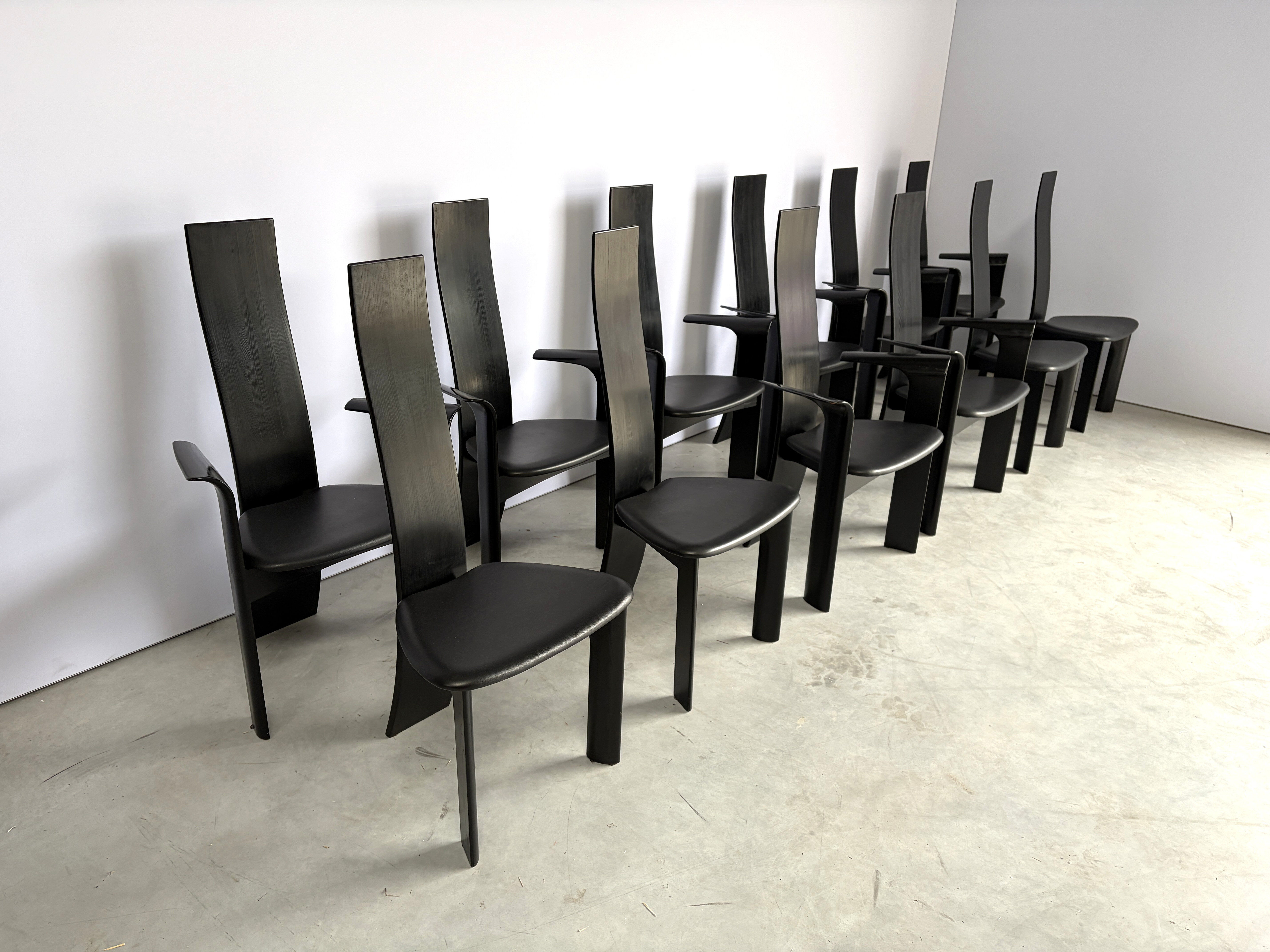 Ensemble de 12 chaises iris par Vandenberghe Pauvers, années 1990.