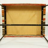 Ottoman stool in metal & vintage upholstery fabric