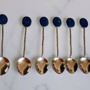Box of 6 Solid Silver 925 Spoons & Lapis Lazuli - Morita Gil Chil