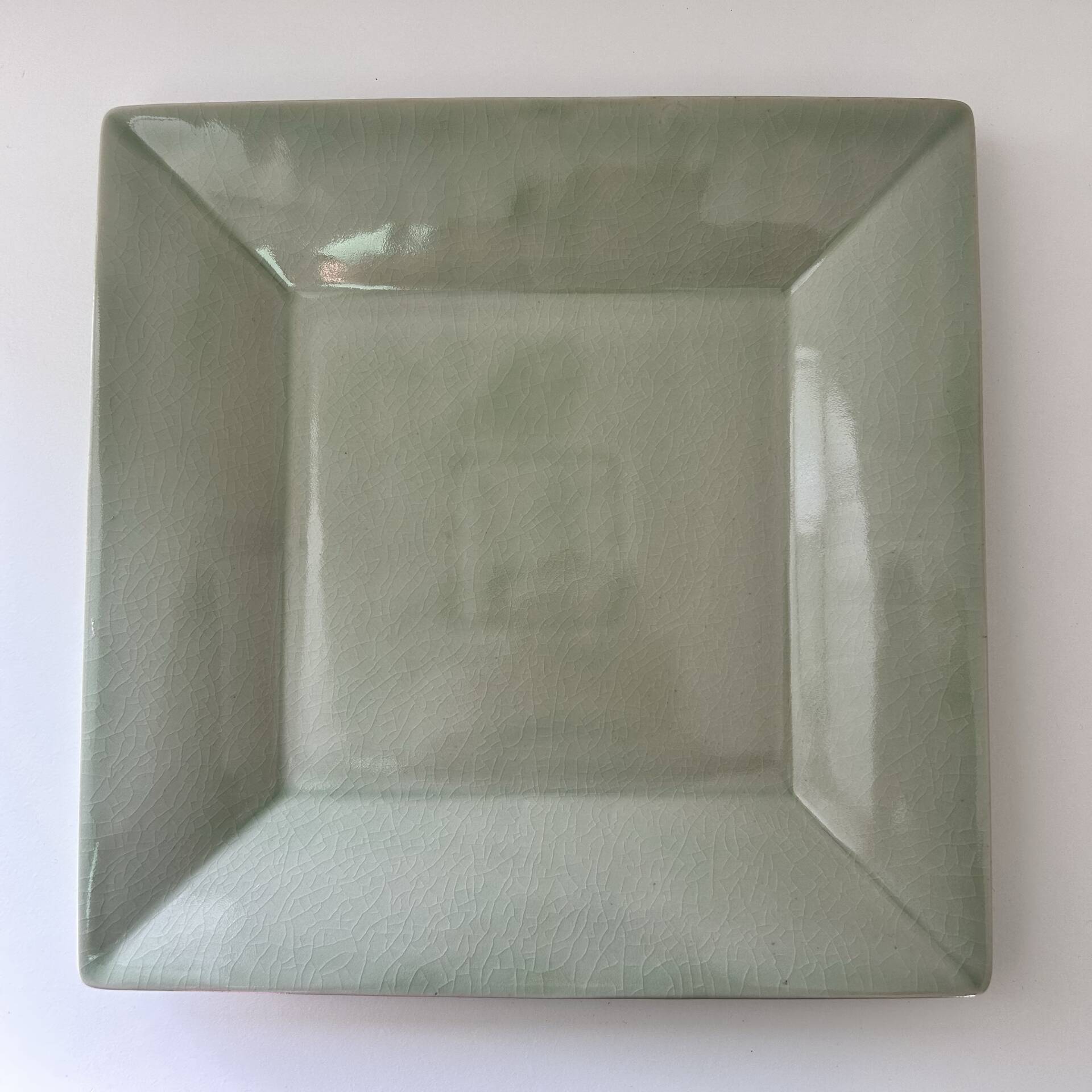 Large celadon square plate