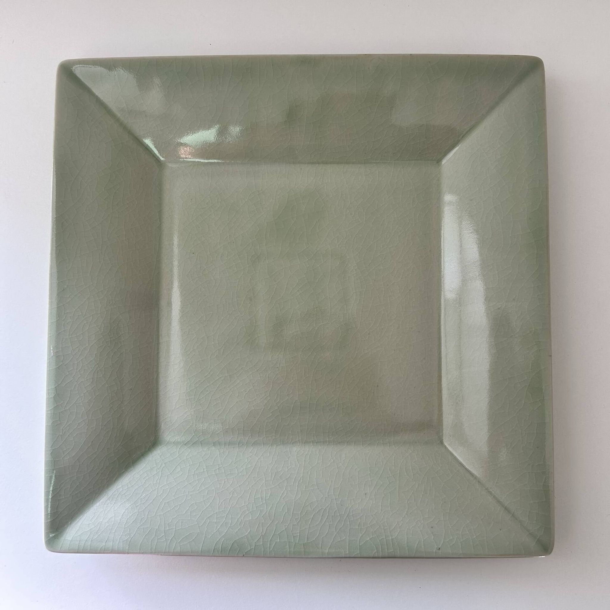 Large celadon square plate