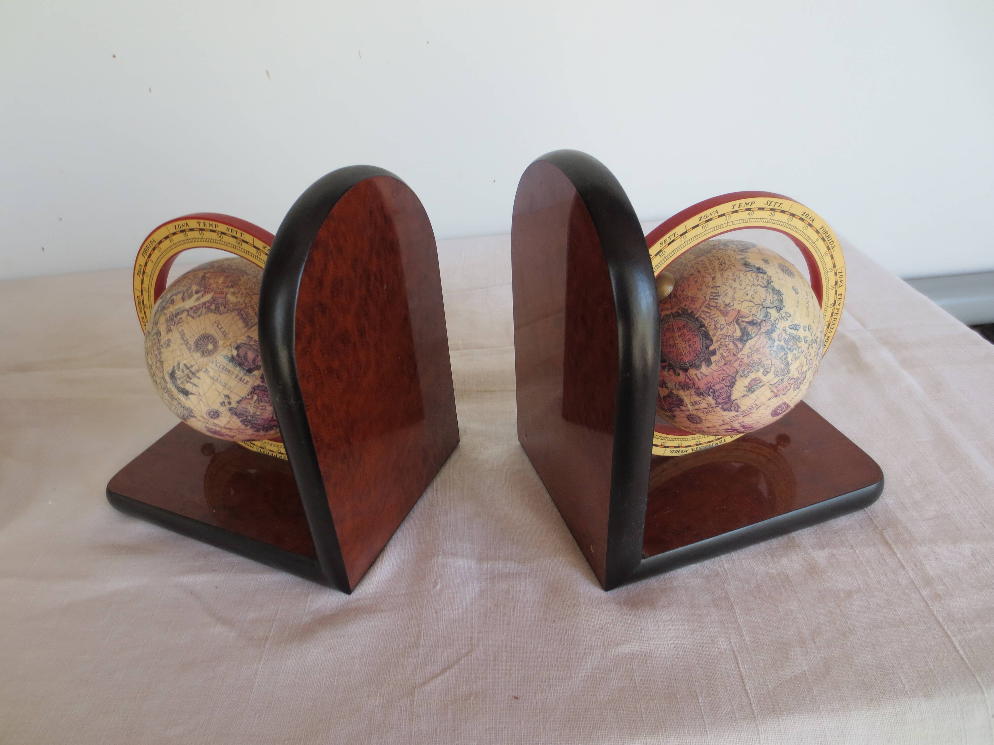 Bookends made of formica and globes.