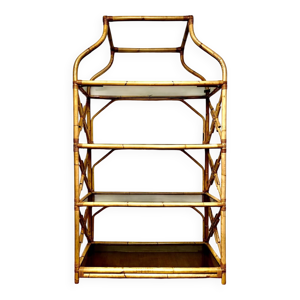 Étagère rotin et verre