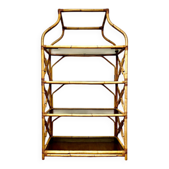 Rattan and glass shelf