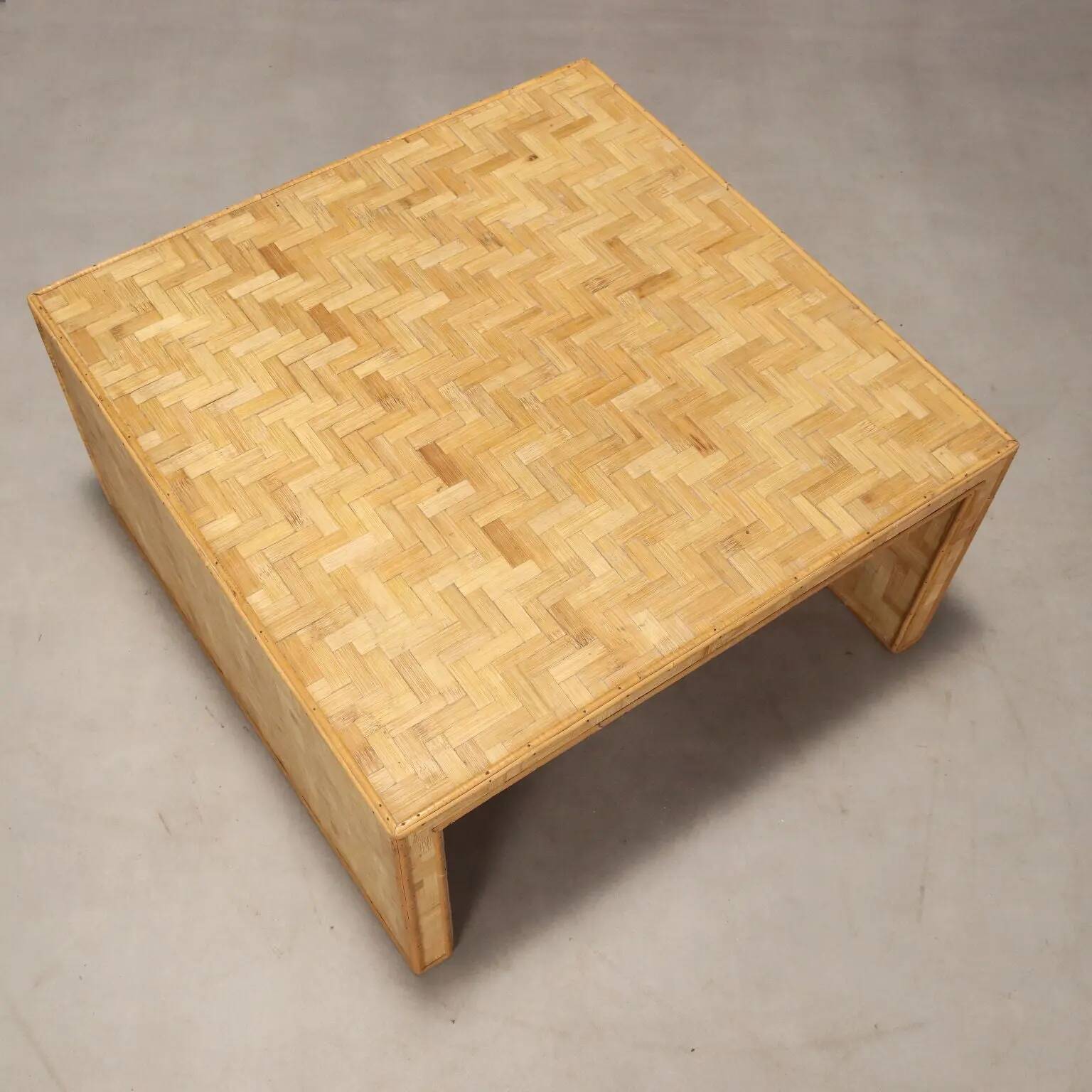 Vintage wooden coffee table with inlays, Italian design, 1970s.