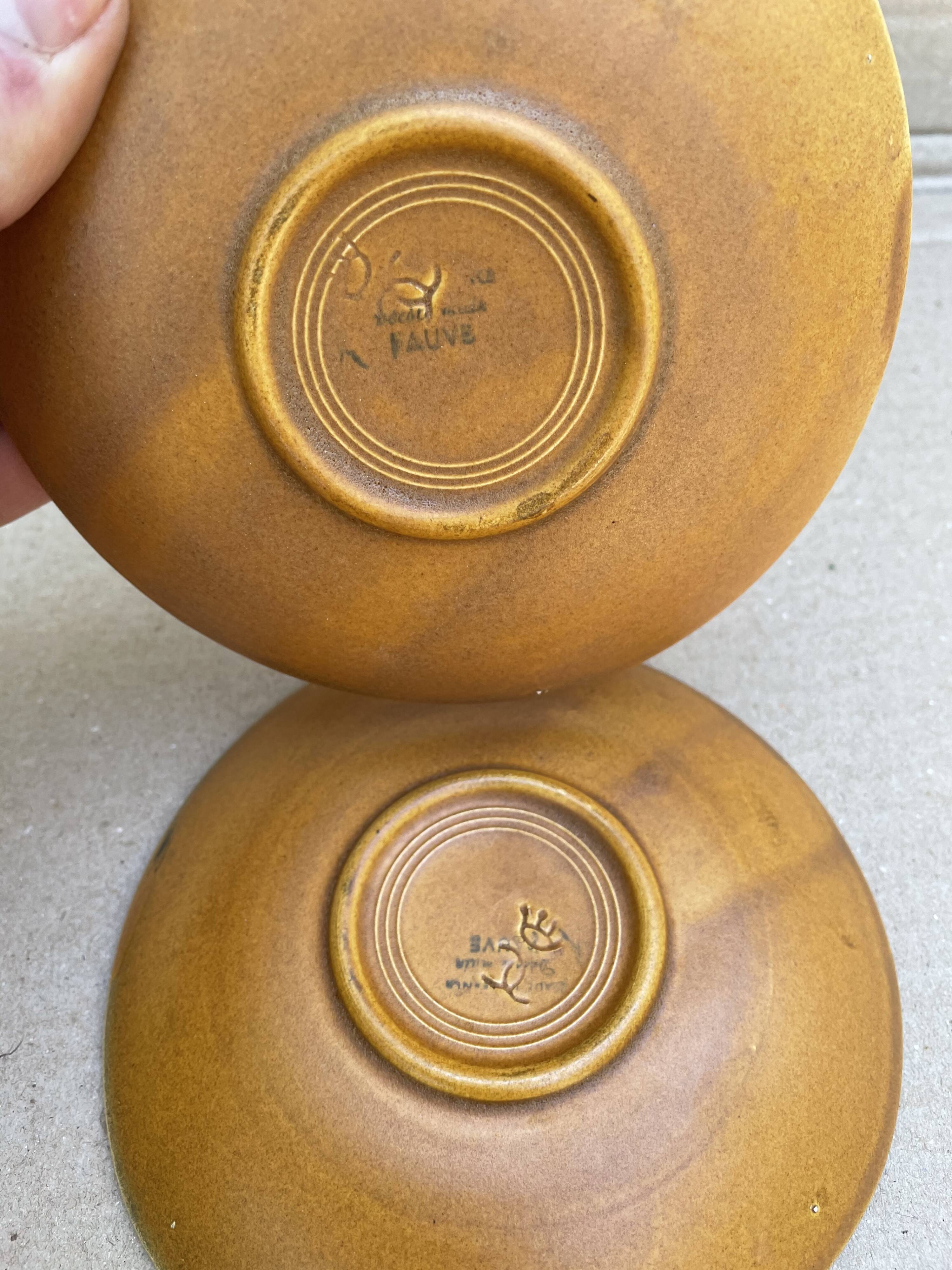 Stoneware coffee set niderviller model fauve - vintage - hand decoration