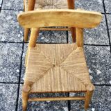 paire de chaises pour enfant vintage paillés 1950