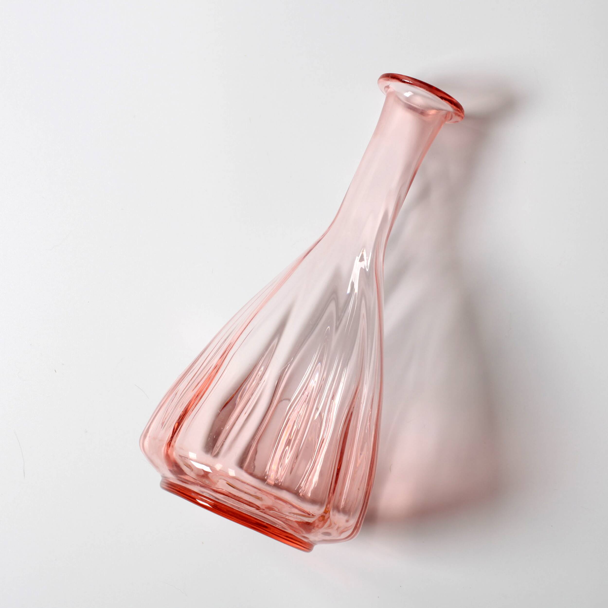 Vintage Pink Glass Decanter: Mid-Century Empoli Carafe, Italy 1930s