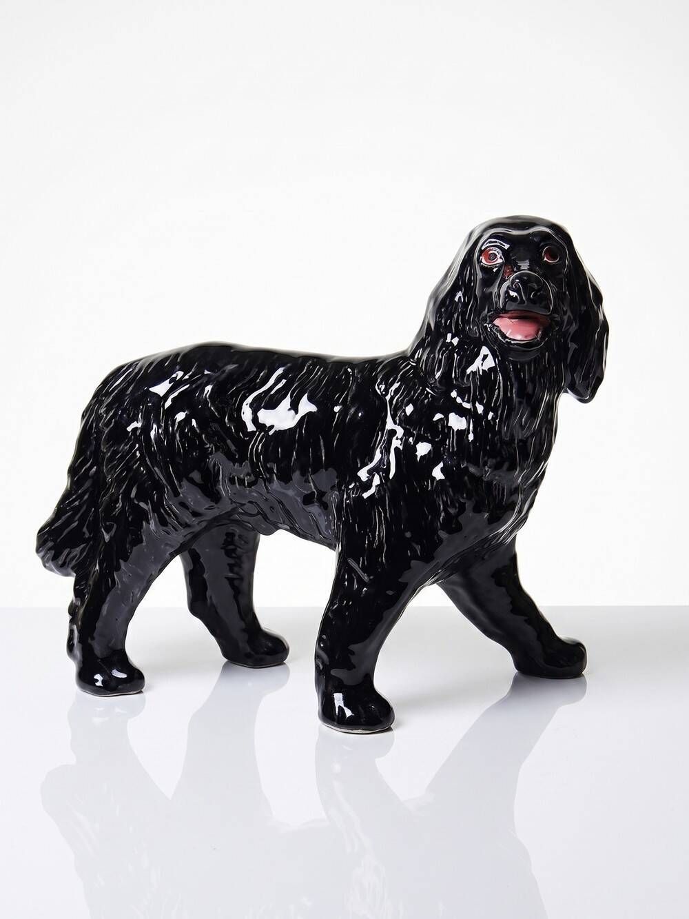 Vintage rum carafe Newfoundland Screech, Newfoundland dog in majolica.