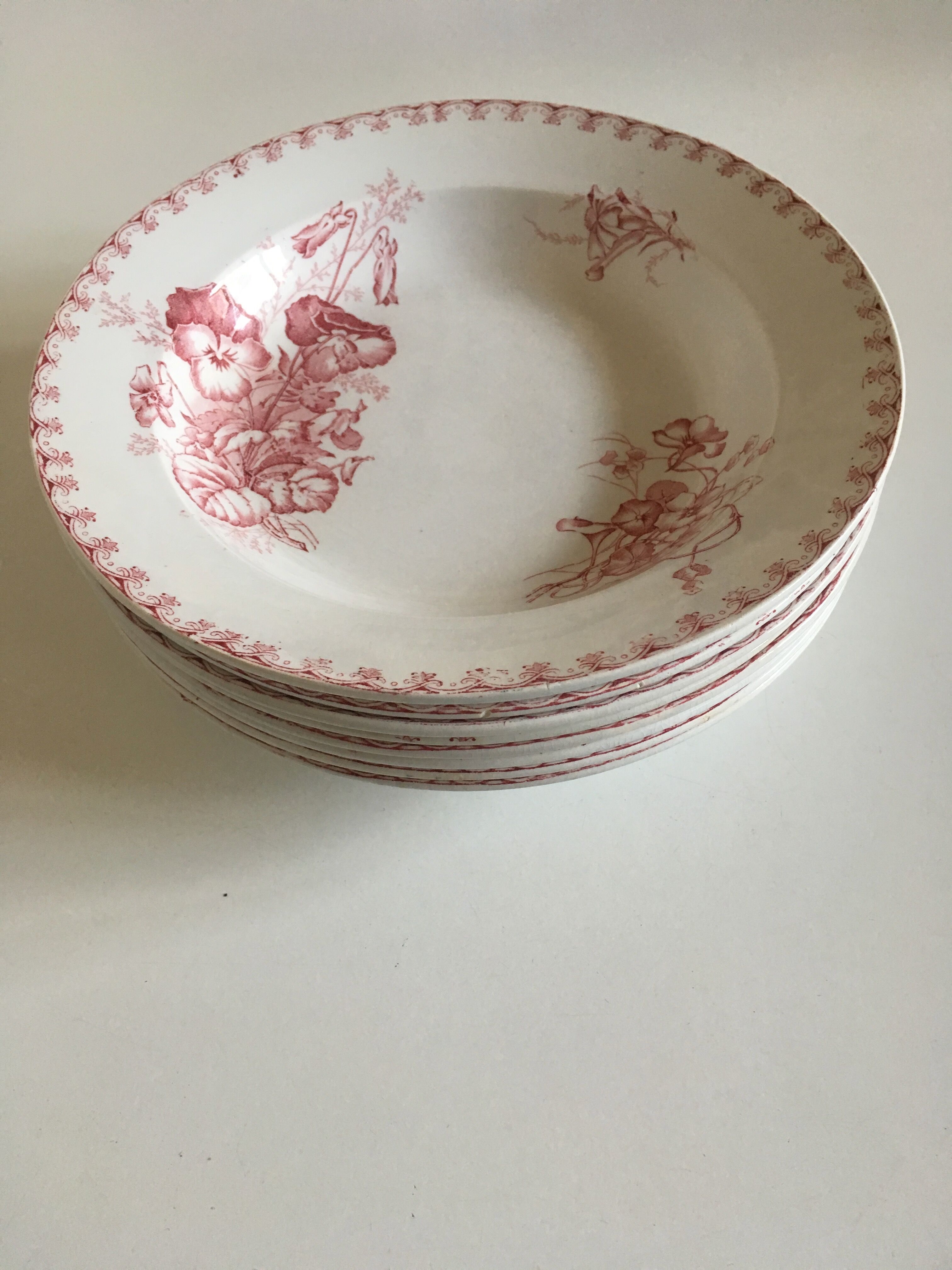 Soup plates of Sarreguemines, land of iron décor Vega, early 20th