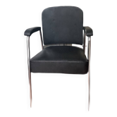 Fauteuil de Coiffure Afoc Vintage Années 60/70 - Chrome et Simili Cuir Noir