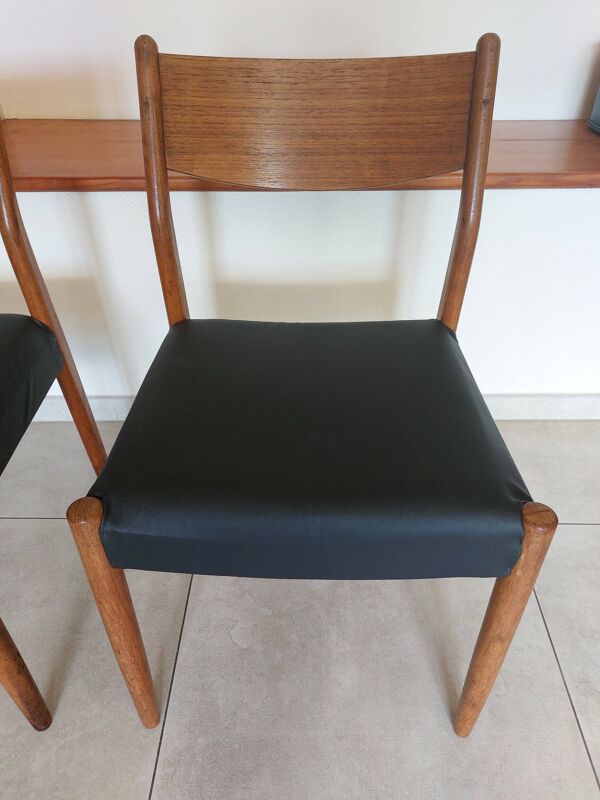 paire de chaises scandinaves style Fristho Franeker, assises rénovées