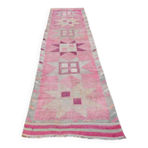 3x11 Soft Pink Tones Turkish Woven Wool Vintage Runner Carpet Rug,92x345 Cm