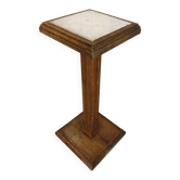 Sellette bois massif sculpté & plateau marbre vintage
