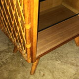 Bibus has 3 wooden and bamboo shelves from the 50s