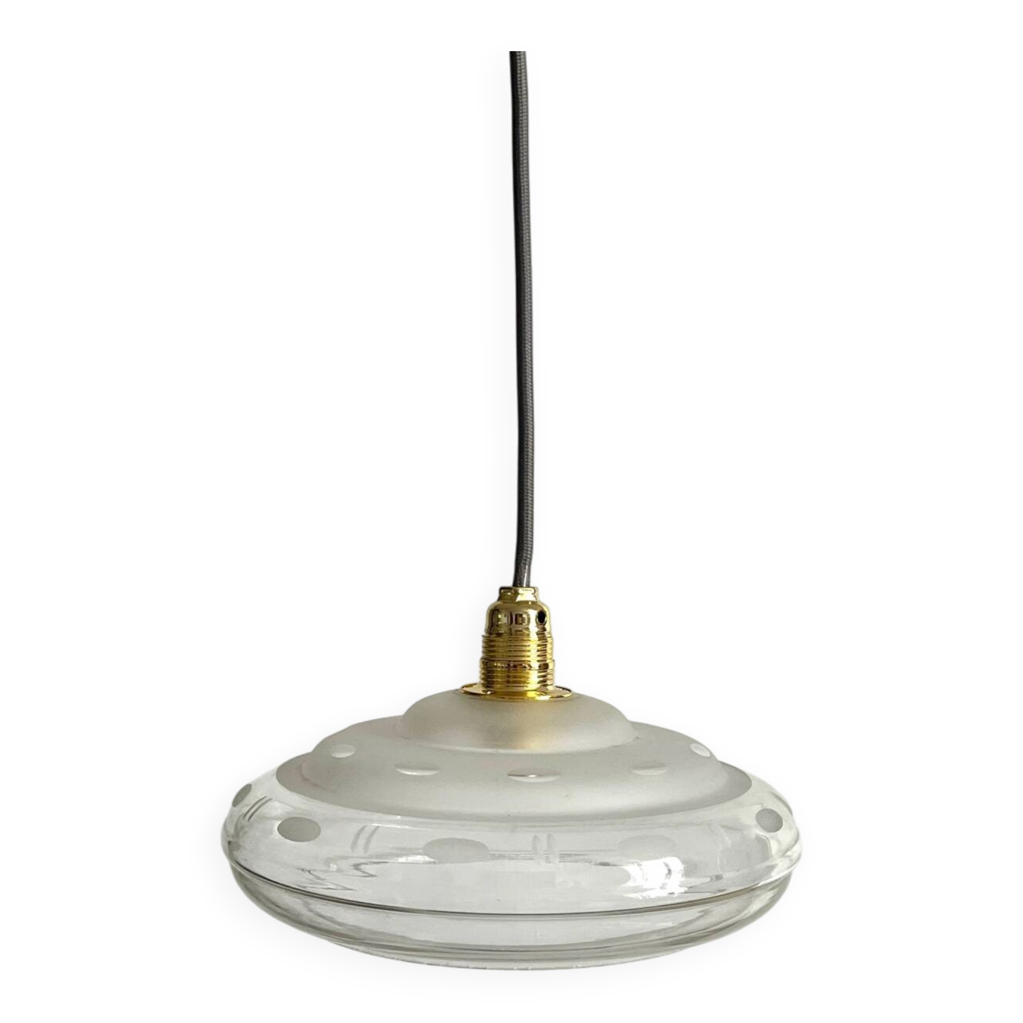 Vintage 1950s glass saucer hanging