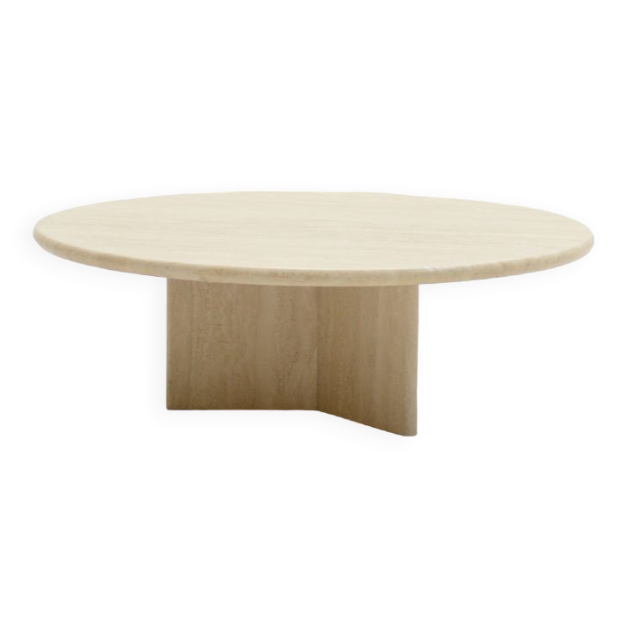 Round travertine coffee table, italy 70s