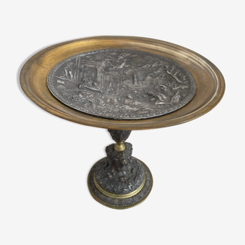 Coupe sur pied, bronze, Epoque Napoléon III, scène dans le goût de l'antique,XIXème, France