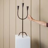 XXL Black Iron Brutalist Candlestick for 3 Candles - Handmade, Italy, 1960s