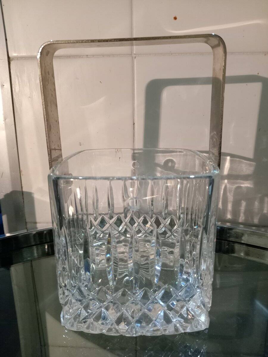 Vintage crystal ice bucket, 1980s