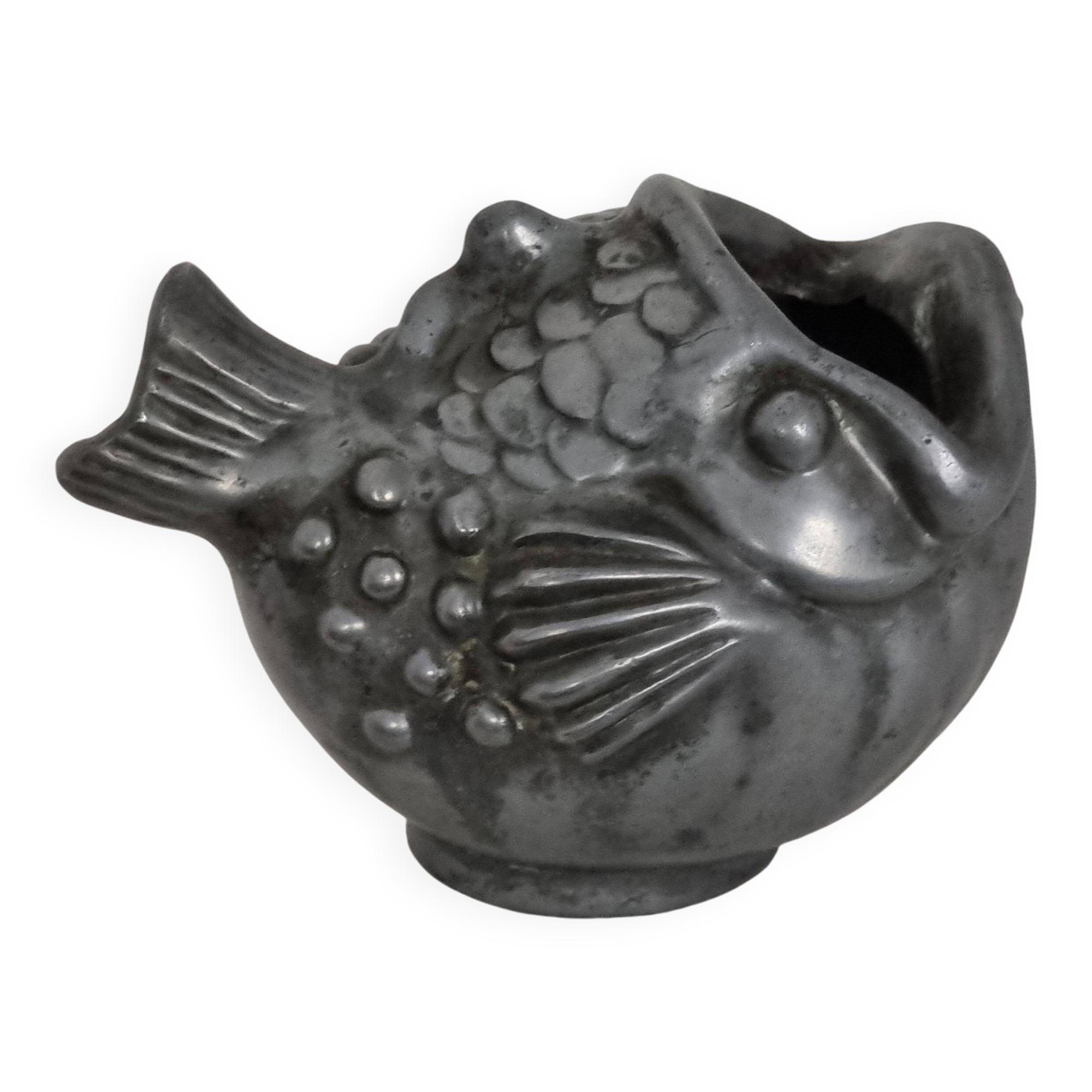 Vase à poissons en étain, danmark, Just Andersen, années 1930