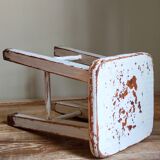 Workshop stool in vintage patinated solid wood