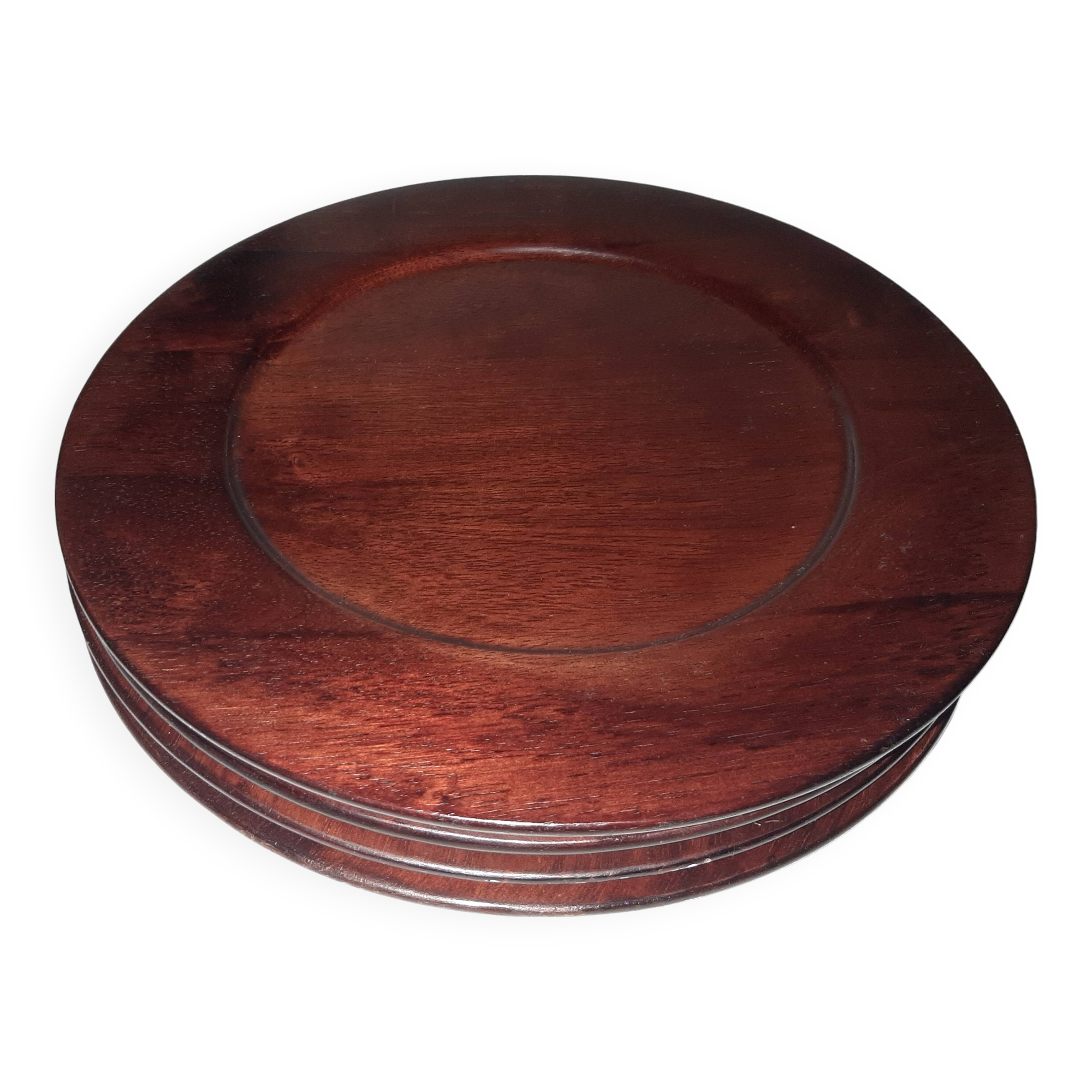 4 vintage wooden presentation dishes/plates