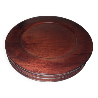 4 vintage wooden presentation dishes/plates