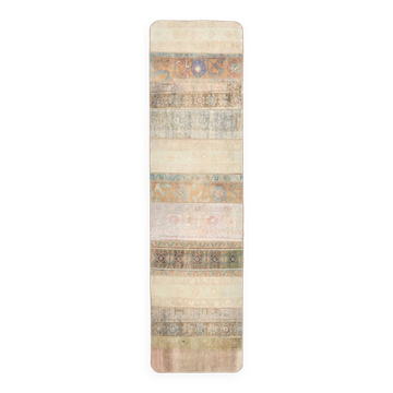 Vintage Brown Beige Turkish Vintage Runner Rug, 67x254Cm