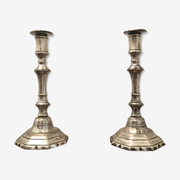 Pair of candlesticks 18 eme century - silver bronze