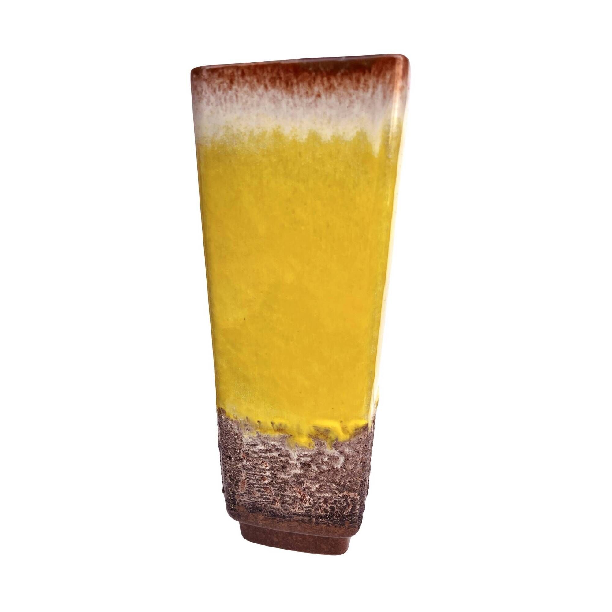 Strehla Vase 1224/24 – Germany, 1970s, fat lava, yellow glaze