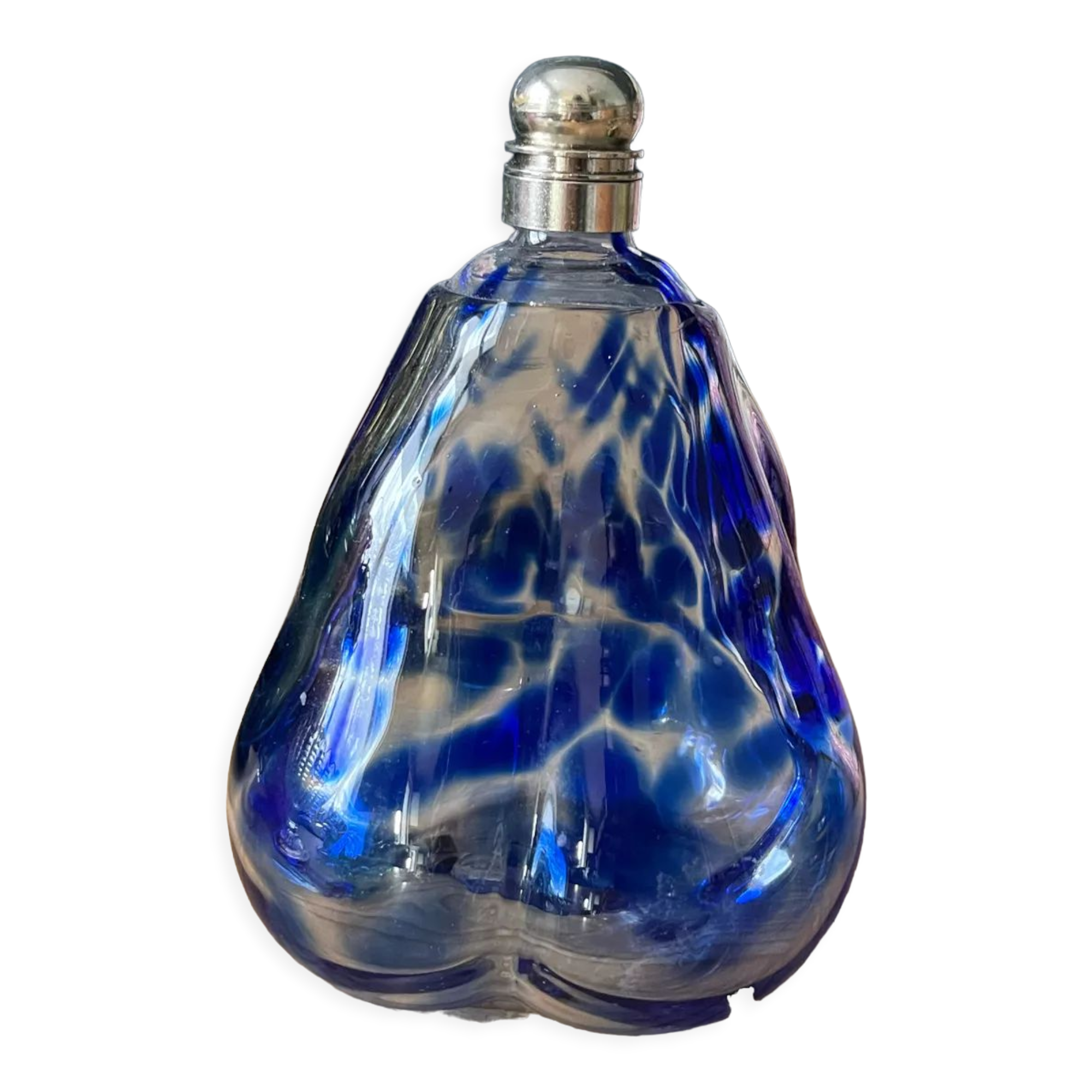 Old blue speckled bottle