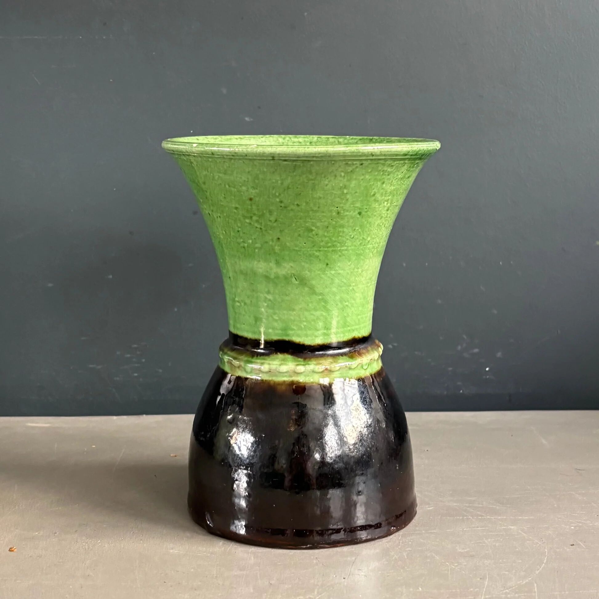 Bicolour vase in glazed terracotta - Savoyard craftsmanship