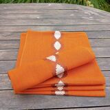 6 serviettes de table orange, seventies
