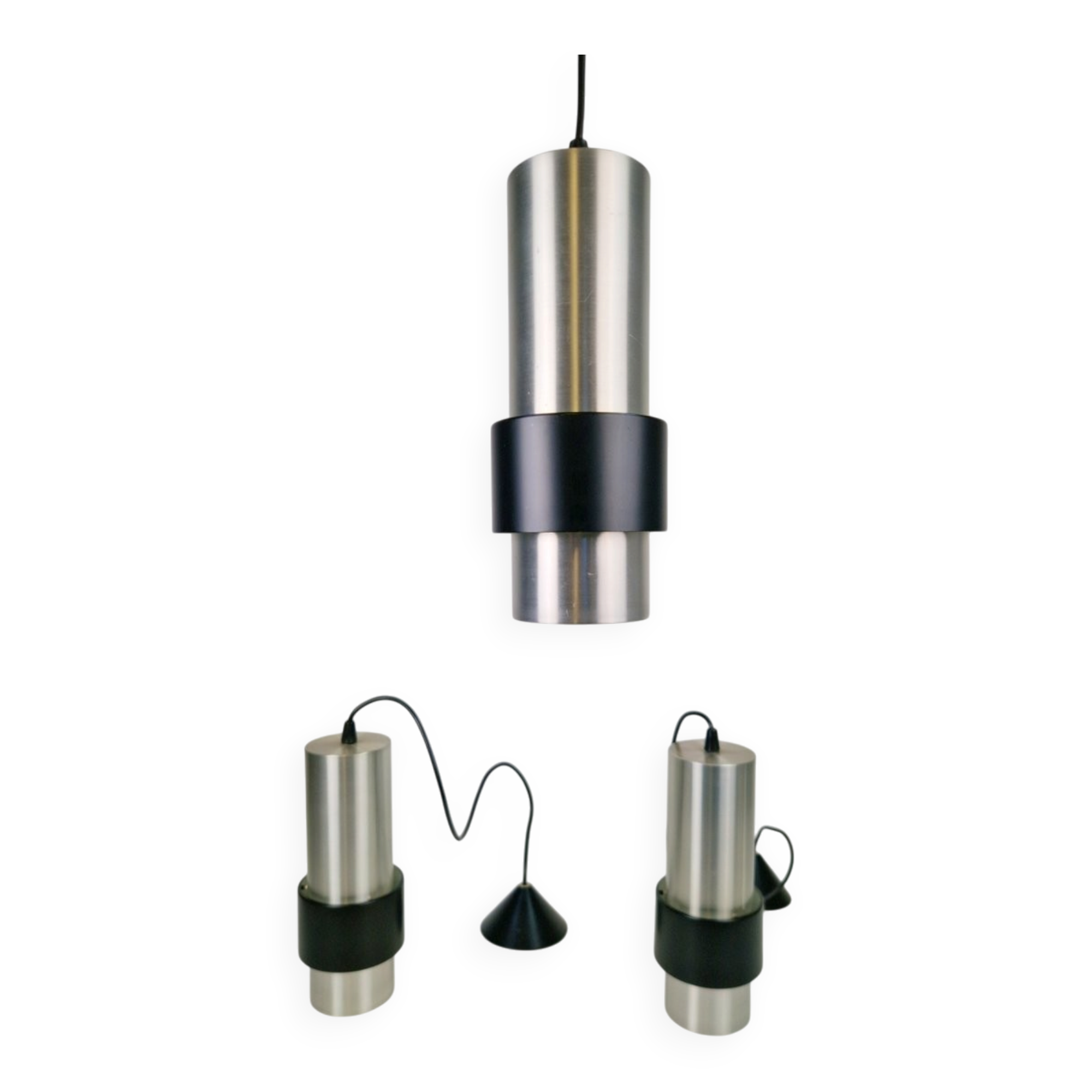 Suspensions Modèle B-1198 Argent par Nico Kooy pour Raak Amsterdam, 1970, Ensemble de 3