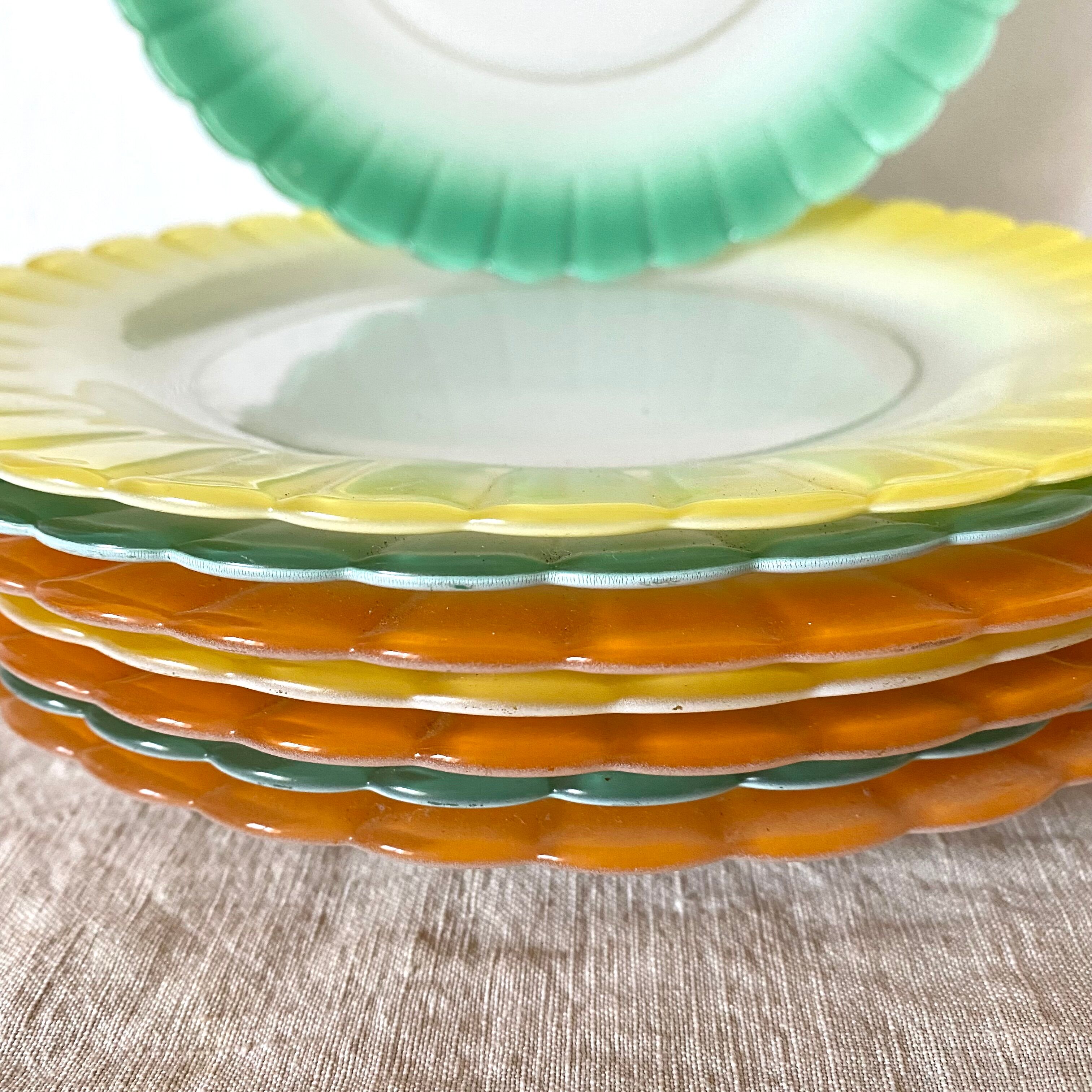 Colorful vintage Duralex plates