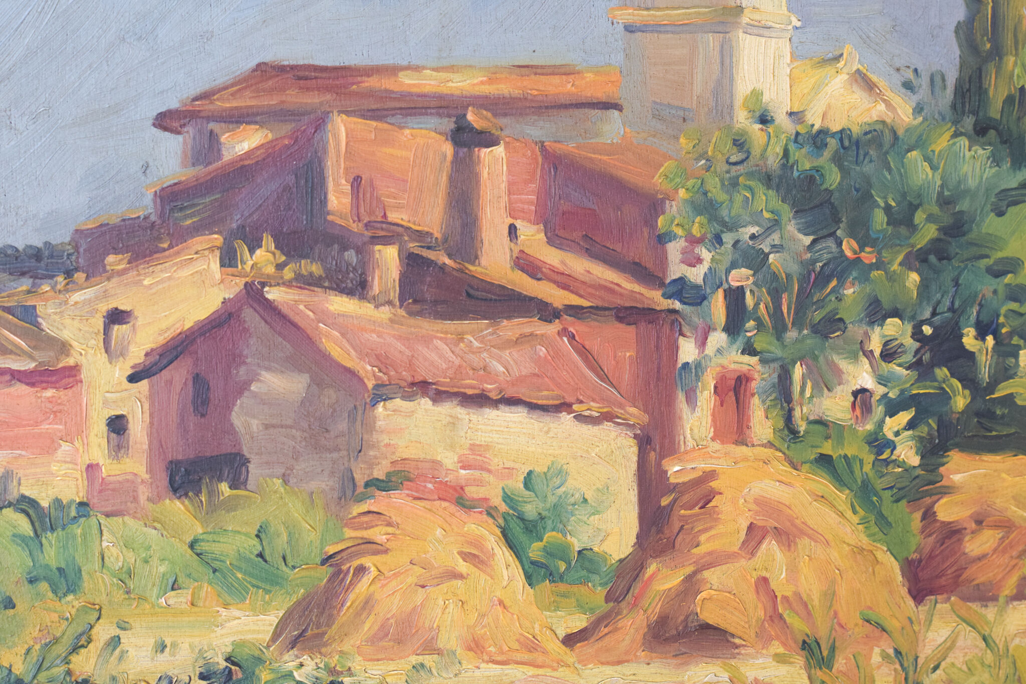 Landscape with village in golden light 'Sant Andreu de Salou'