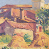 Landscape with village in golden light 'Sant Andreu de Salou'